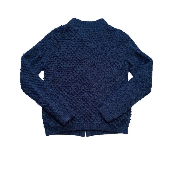 Lucky Brand Women’s M Chunky Knit Wool Alpaca Zip Cardigan Sweater Navy Blue - Picture 2 of 13